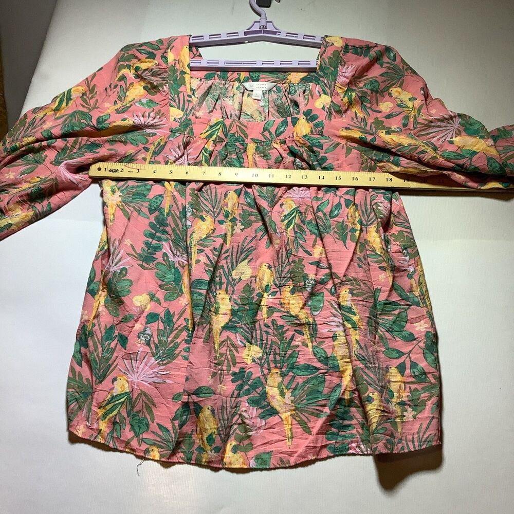 Women’s Lauren Conrad LC Flowy Tropical 3/4-in Sleeves Print Blouse Sz L